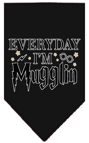 Everyday I'm Mugglin Screen Print Bandana Black Large